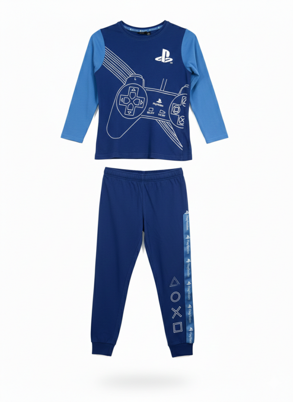Jongens pyjama blauw PlayStation maat 122 (6/7 jaar) – goede staat | Boys PlayStation pyjama blue size 122 (6/7 years) – good condition