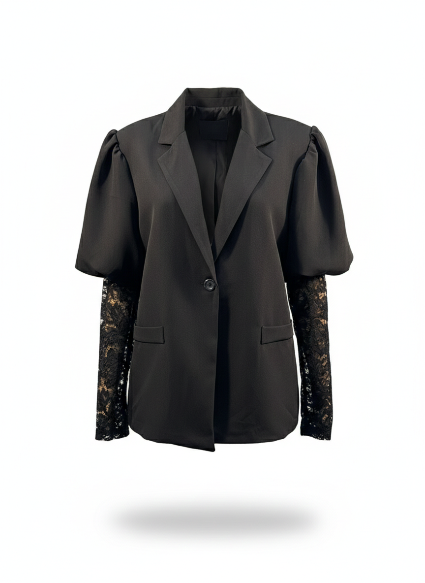 Blazer zwart met kanten mouwen – Nieuw - Blazer black with lace sleeves – New
