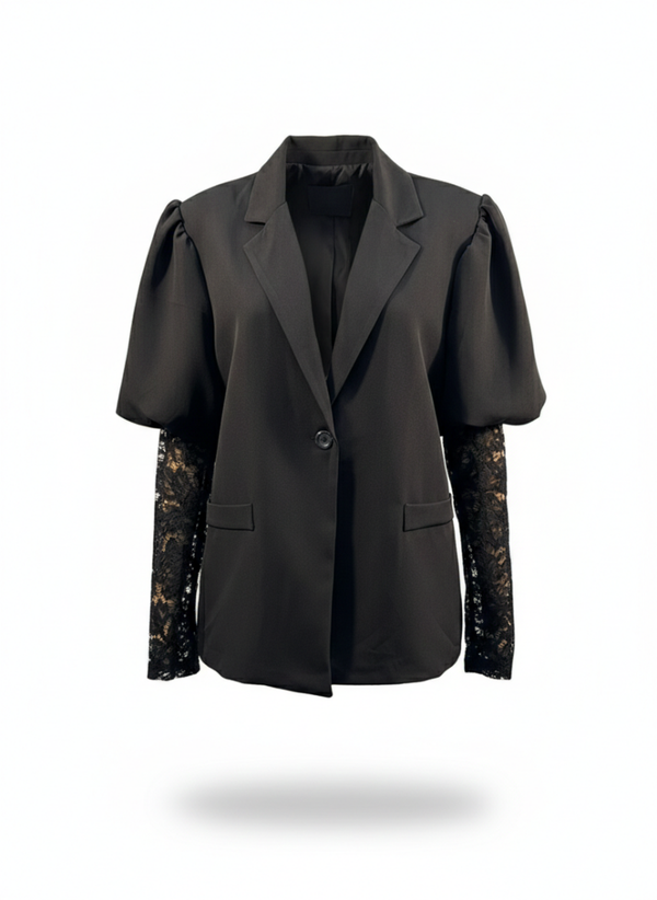 Blazer zwart met kanten mouwen – Nieuw - Blazer black with lace sleeves – New
