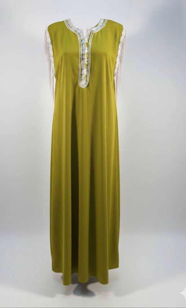Mosterdkleurige abaya/jurk – maat L – Nieuw Mustard abaya/dress – size L – New