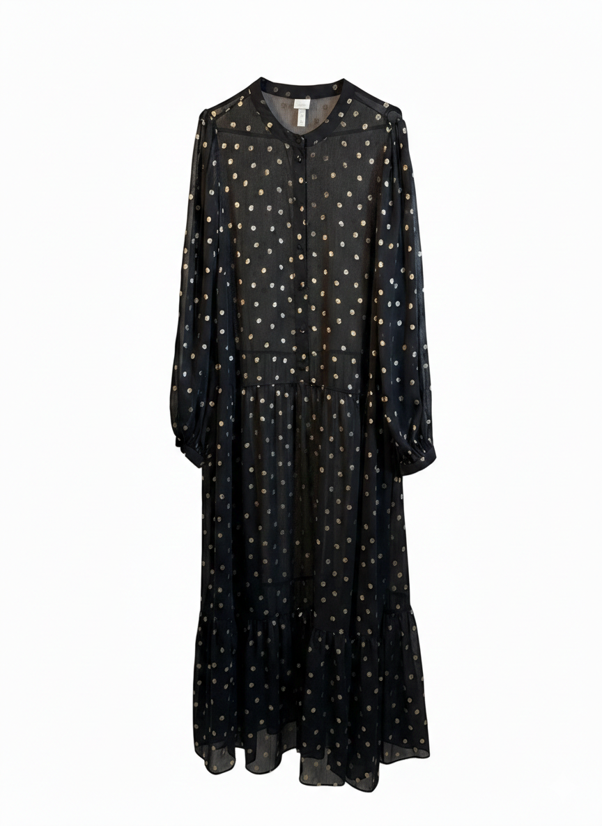 Zara lange dames jurk zwart met goud maat L – zo goed als nieuw Zara long women dress black with gold size L – very good condition
