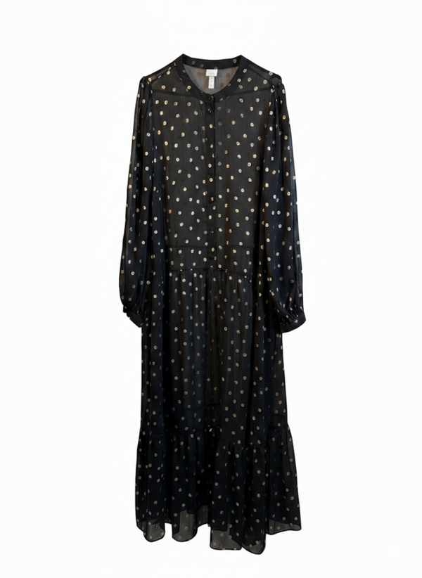 Zara lange dames jurk zwart met goud maat L – zo goed als nieuw Zara long women dress black with gold size L – very good condition