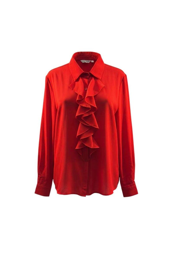 Shein dames blouse rood met ruffles maat XL nieuw | Shein women’s blouse red with ruffles size XL new