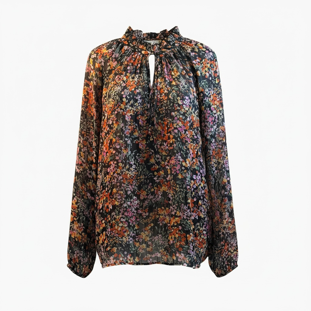 H&M dames blouse bloemen doorschijnend maat XXL / H&M women’s sheer floral blouse size XXL
