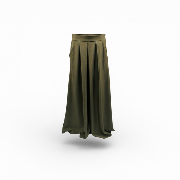 Dames lange wijde rok kaki groen 1 maat (tot XXL) nieuw | Women’s long wide skirt khaki green one size (up to XXL) new