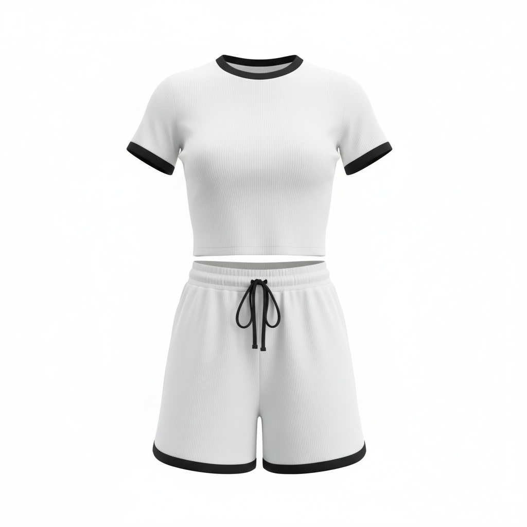 Dames 2-delige set wit/zwart maat XS/S | Women’s 2-piece set white/black size XS/S