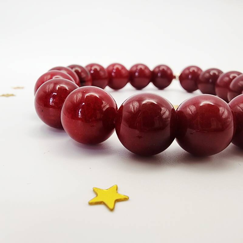 Red Jade Bracelet, 18k Gold Filled
