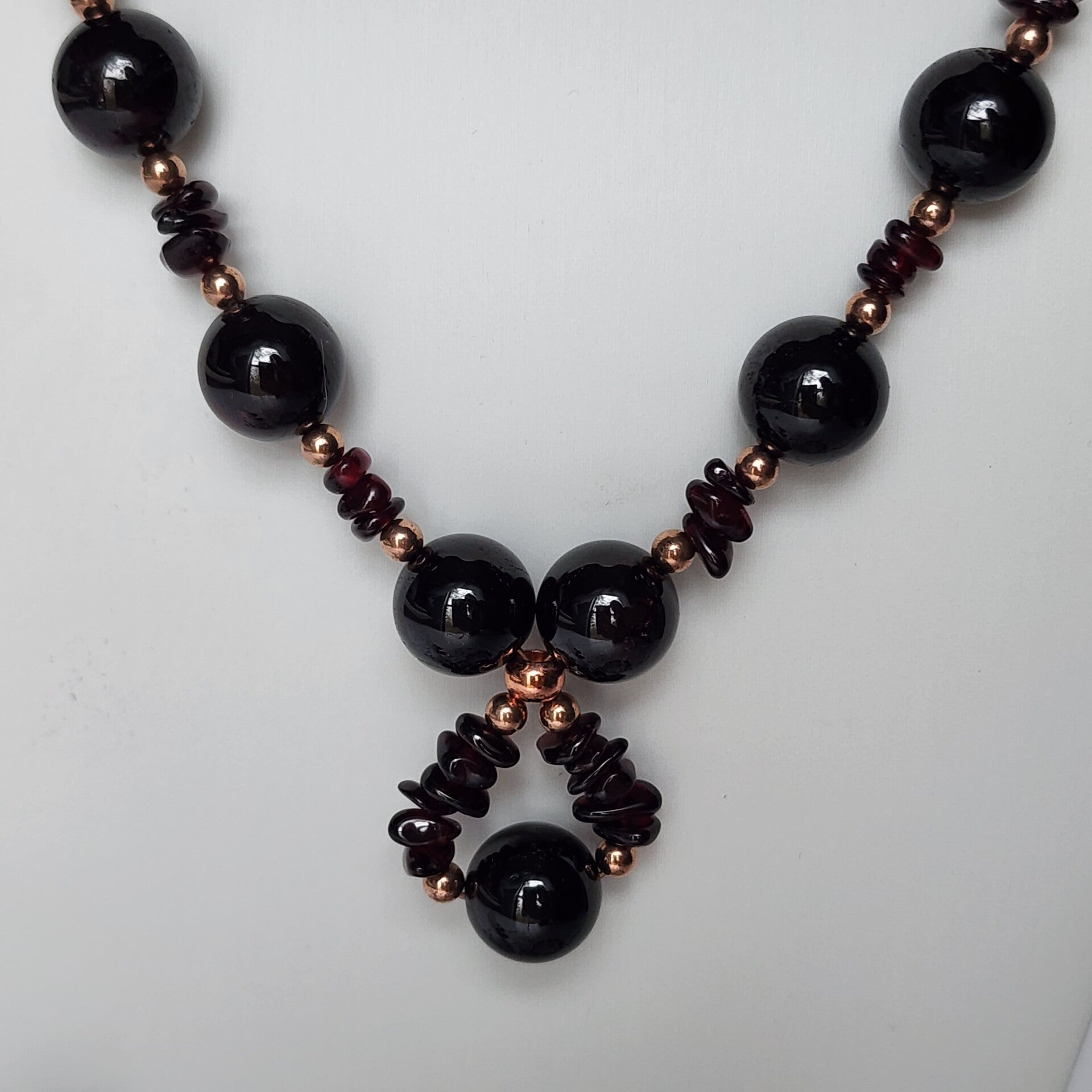 Garnet, Hematite, & Rose Gold Filled Necklace, Rose Gold Filled Components