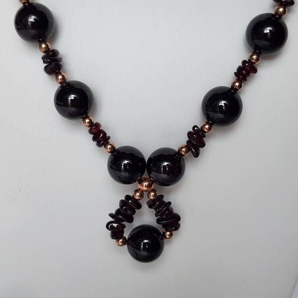 Garnet, Hematite, & Rose Gold Filled Necklace, Rose Gold Filled Components