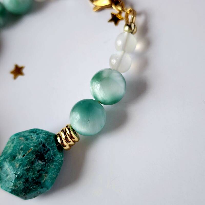 Russian Amazonite, Citrine, & Moonstone Bracelet, Gold Filled Components