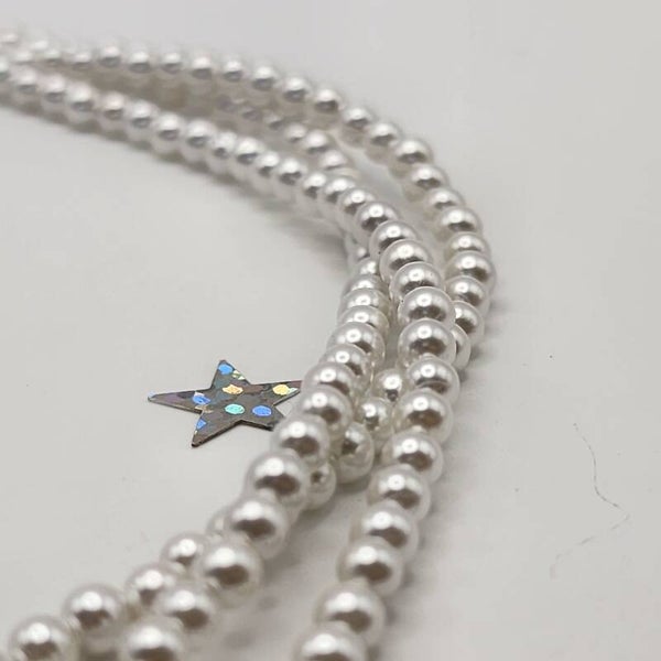 Mother of Pearl triple choker necklace, stainless steel
