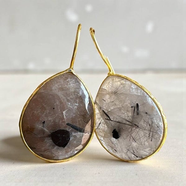 Orecchini quarzo tormalinato