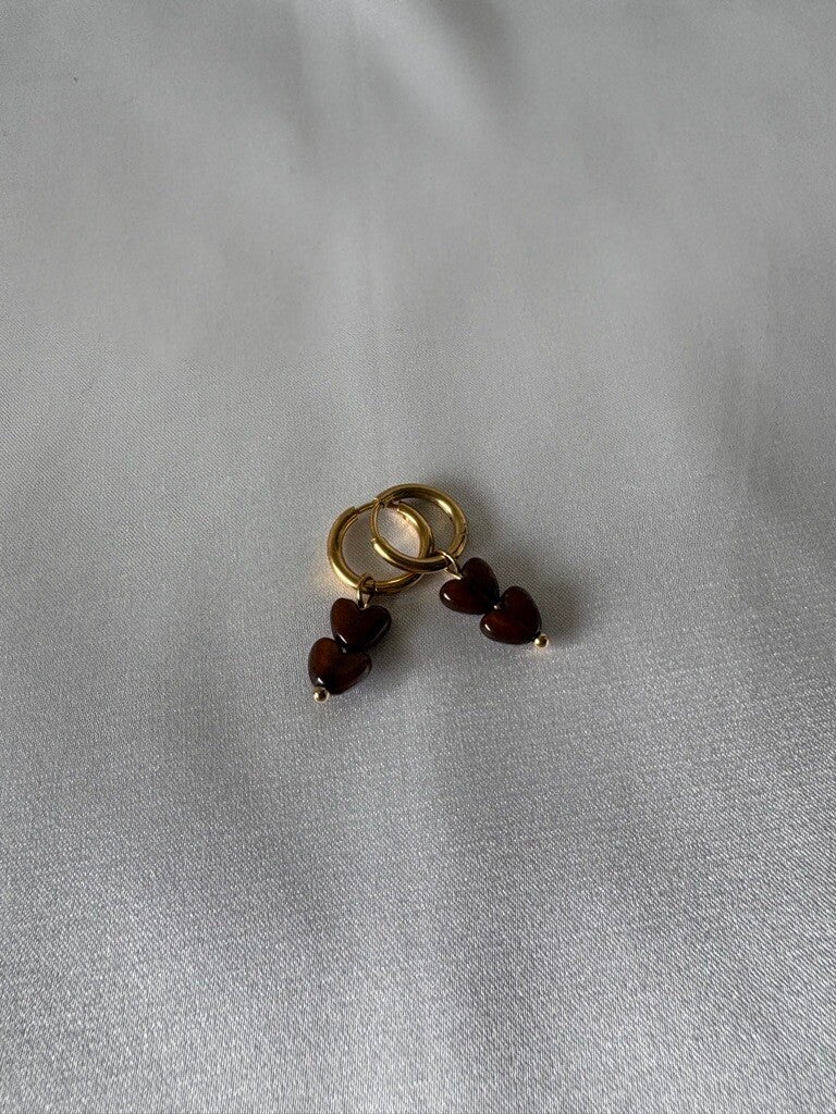 Oorringen hartjes bruin