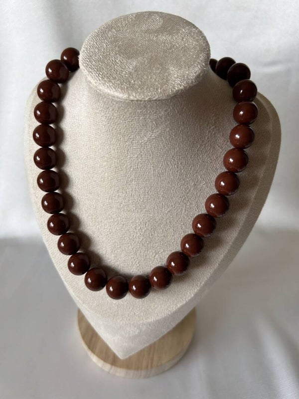 Ketting grote kraal bruin