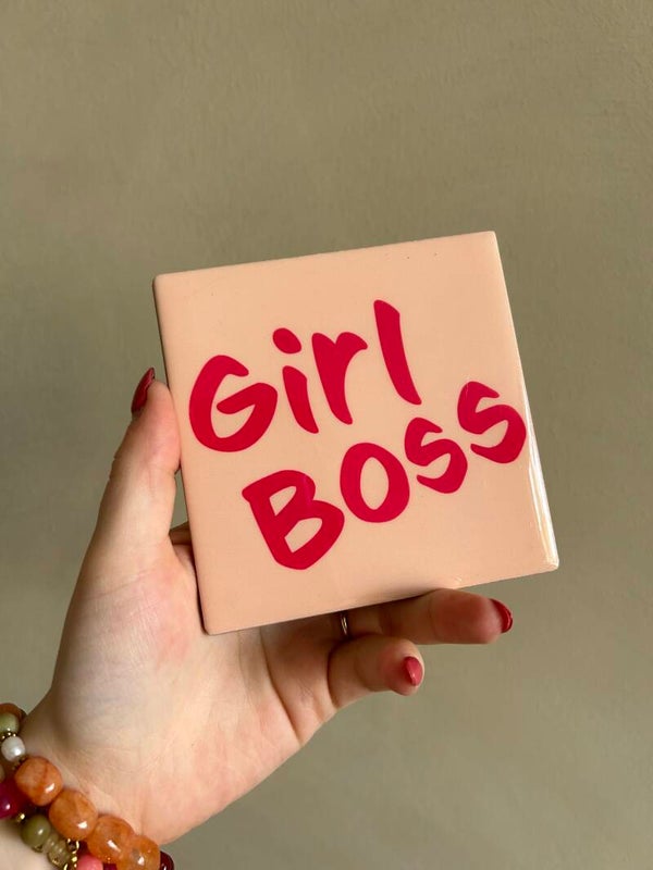 Tegeltje Girl boss roze