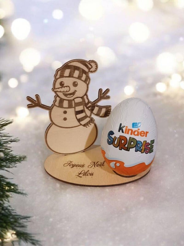 Porte oeuf kinder surprise - Modèle bonhomme de neige