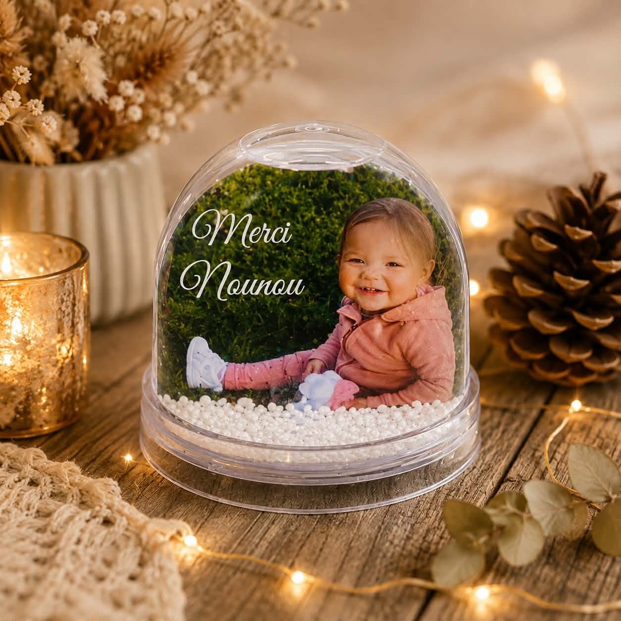 Boule à neige personnalisée - Modèle 2 faces photo