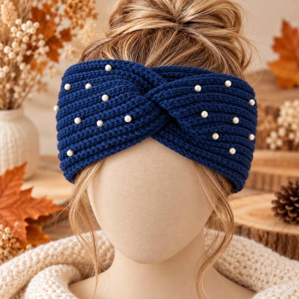 Bandeau femme - Bleu marine - Accessoire hiver - Taille unique