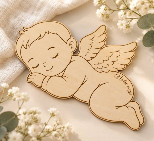 Bébé ange en bois personnalisé - Modèle 100% personnalisable selon vos souhaits