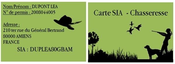 Carte de visite personnalisé - Modèle SIA chasseresse