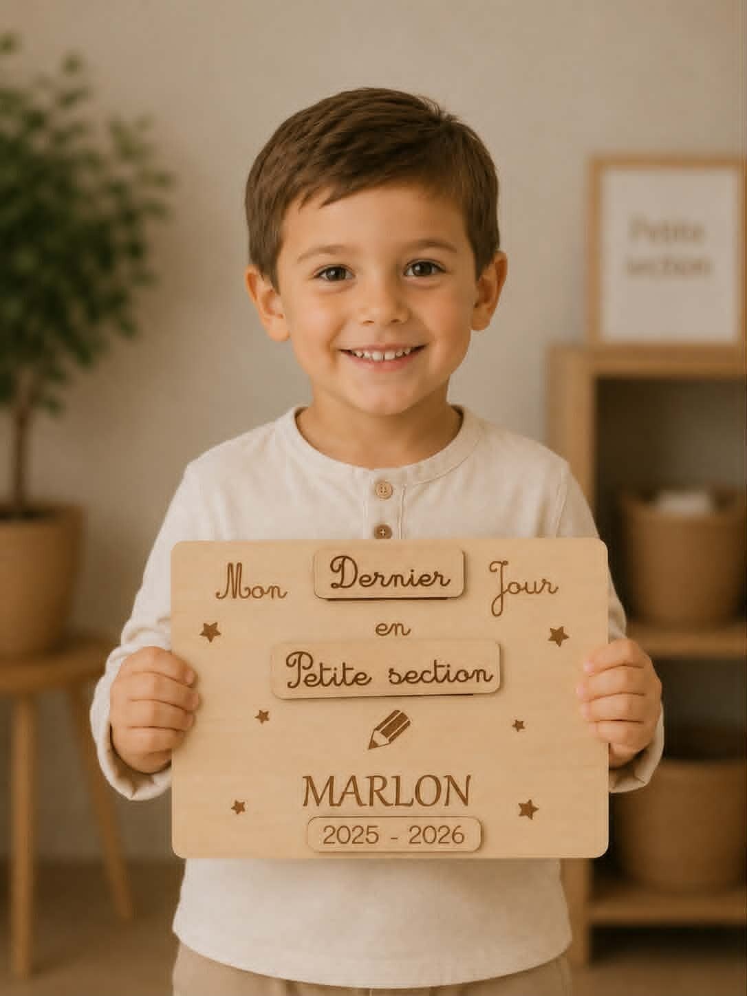 Pancarte réutilisable rentrée scolaire - Modèle crayon étoilé