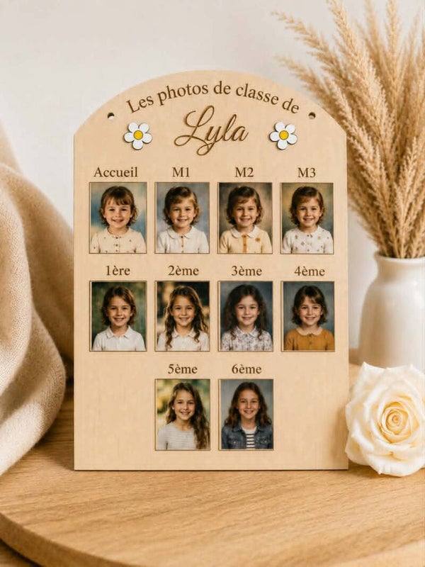 Panneau en bois photos de classe personnalisé - Version belge