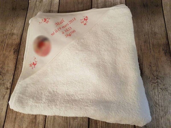 Cape de bain / Sortie de bain personnalisée - Modèle photo et papillons