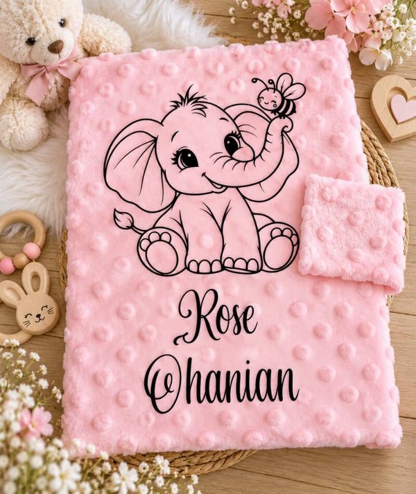 Protège carnet de santé bébé personnalisé - Cadeau naissance - Modèle éléphant/abeille