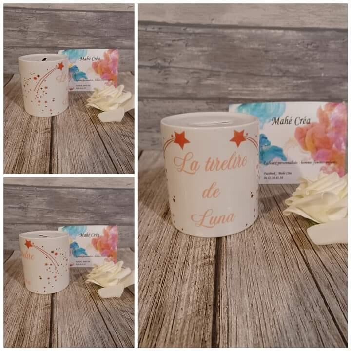 Tirelire personnalisée - Modèle étoile filante rose