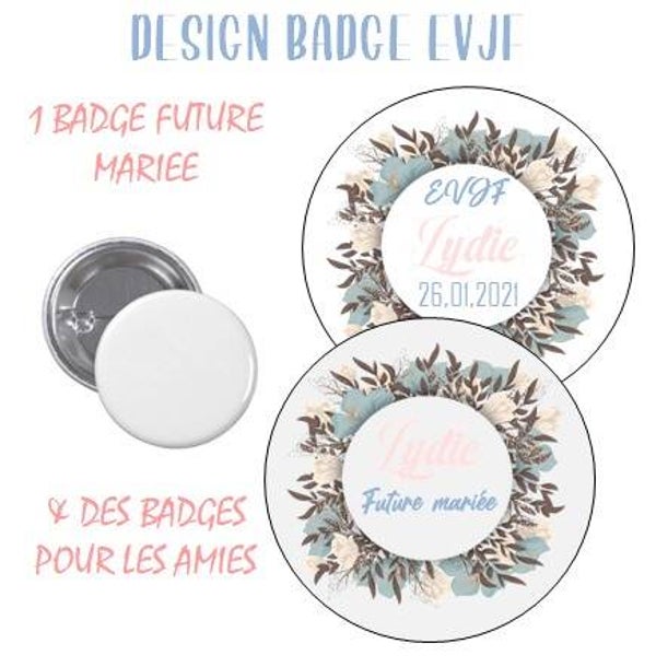 Badge personnalisé - Modèle couronne fleural