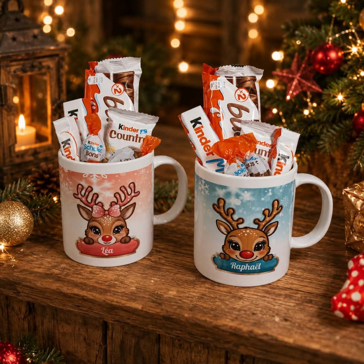 Mug personnalisé - Modèle rennes de Noël