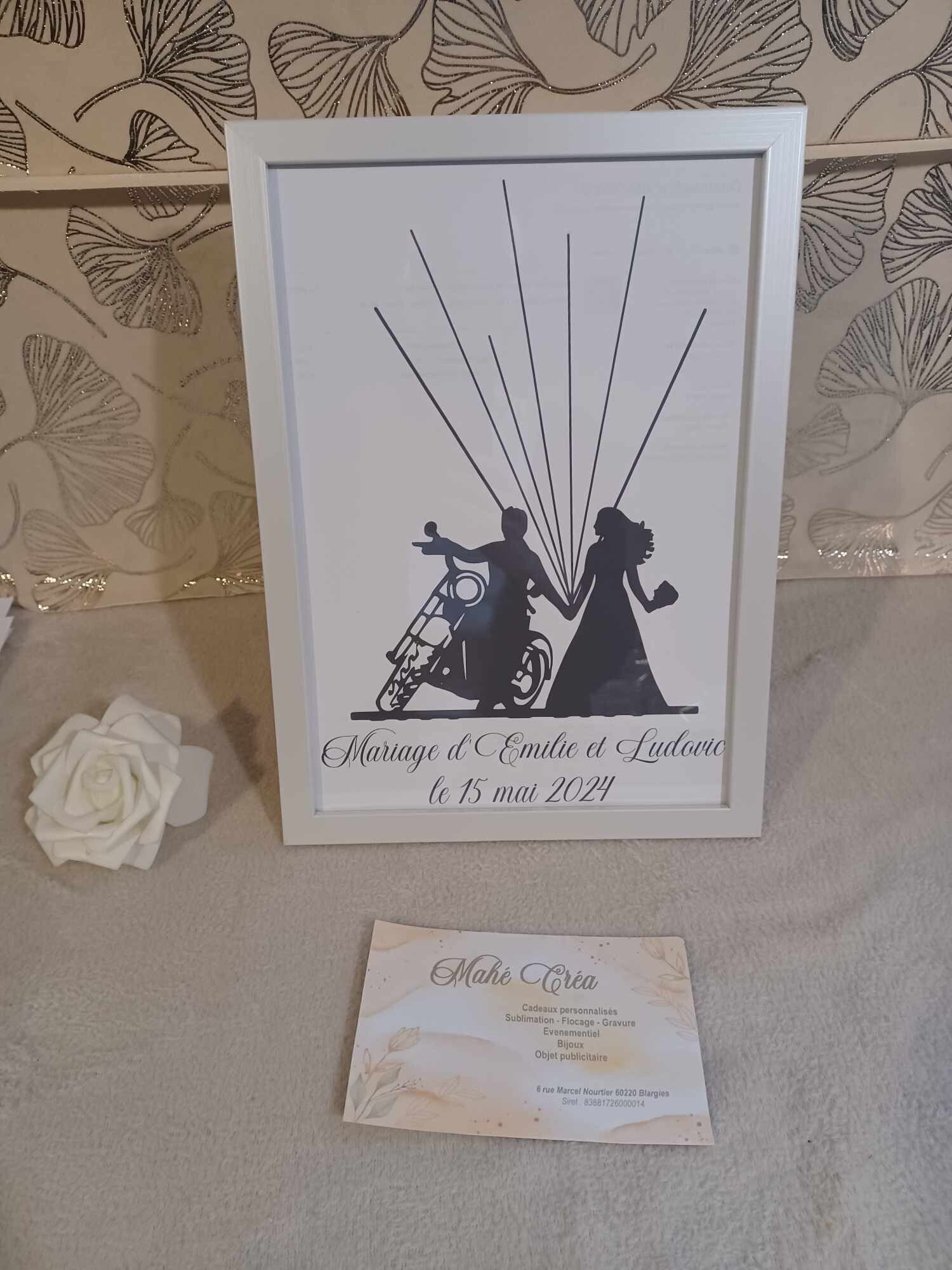 Arbre à empreinte personnalisé - Modèle mariée avec moto