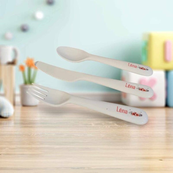 Lot de couverts personnalisés - Modèle fleural