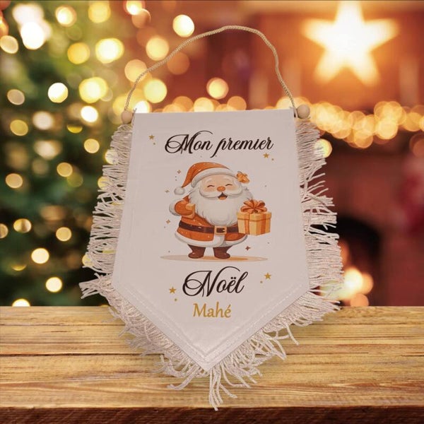 Fanion personnalisé - Modèle Père Noël avec cadeau