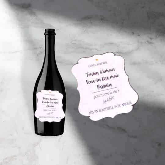 Etiquette autocollante bouteille de vin ou champagne - Modèle branche de laurier