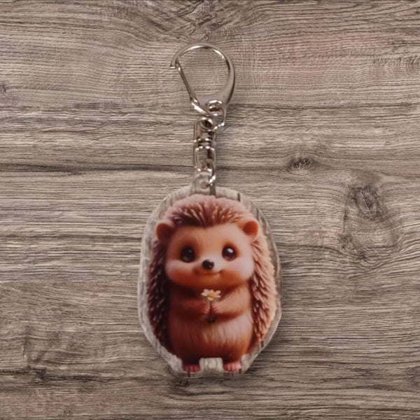 Porte clef - Modèle hérisson avec fleur