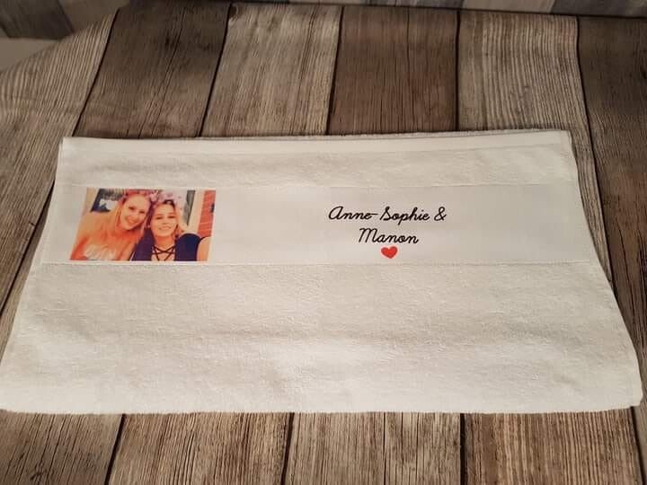 Serviette de toilette personnalisée - Modèle photo et texte
