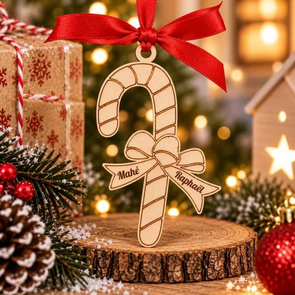Décoration de Noël en bois - Suspension sucre d'orge