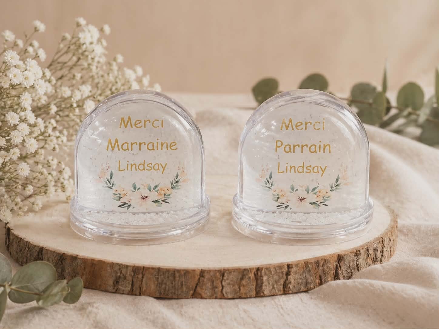 Boule à neige personnalisée - Modèle demi cercle fleural