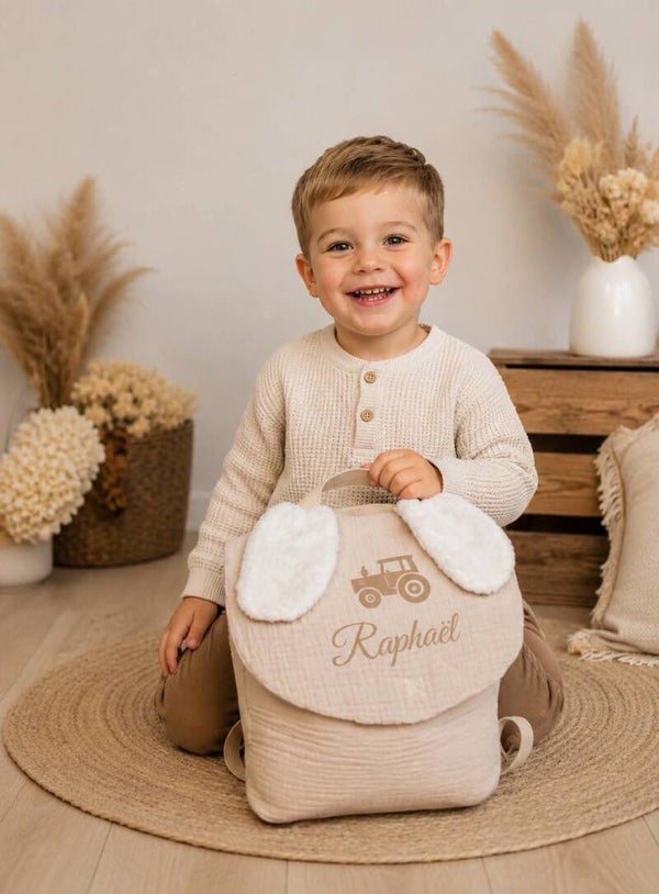 Sac à dos lapin personnalisé - Modèle tracteur