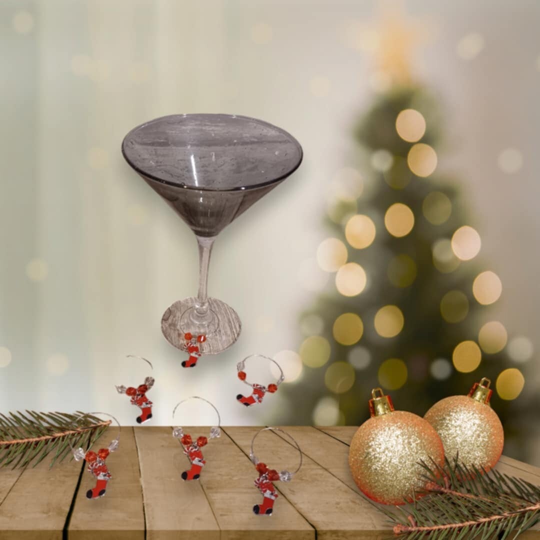 Lot de 6 bijoux de verres - Modèle botte de Noël