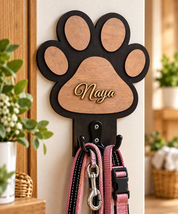 Support laisse forme patte de chien personnalisé - Modèle 100% personnalisable selon vos souhaits