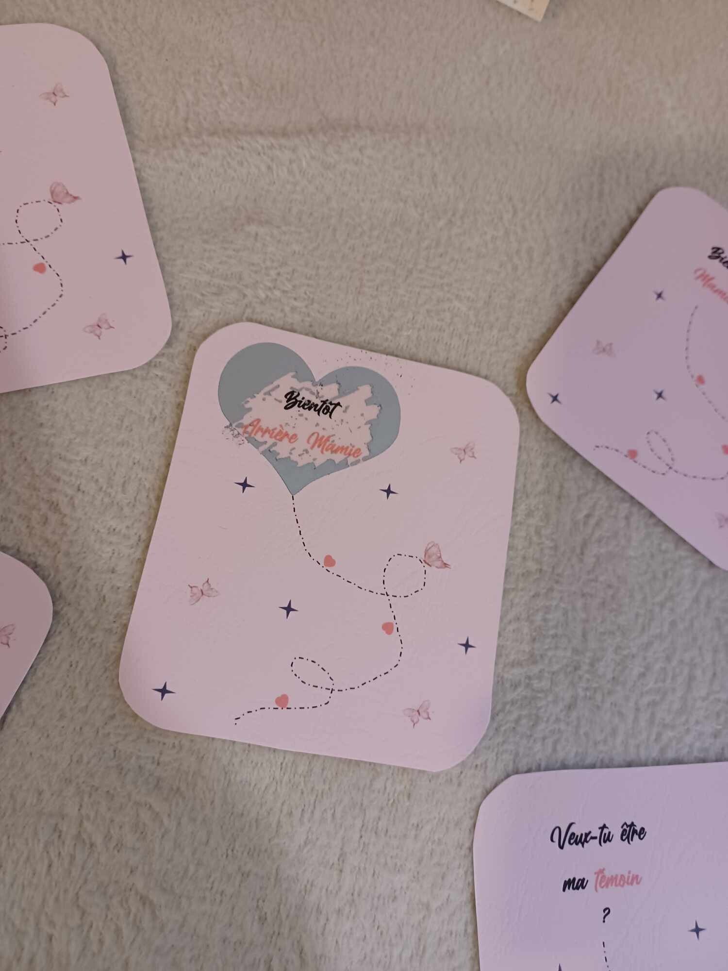 Ticket à gratter personnalisé - Modèle ballon cœur et papillon