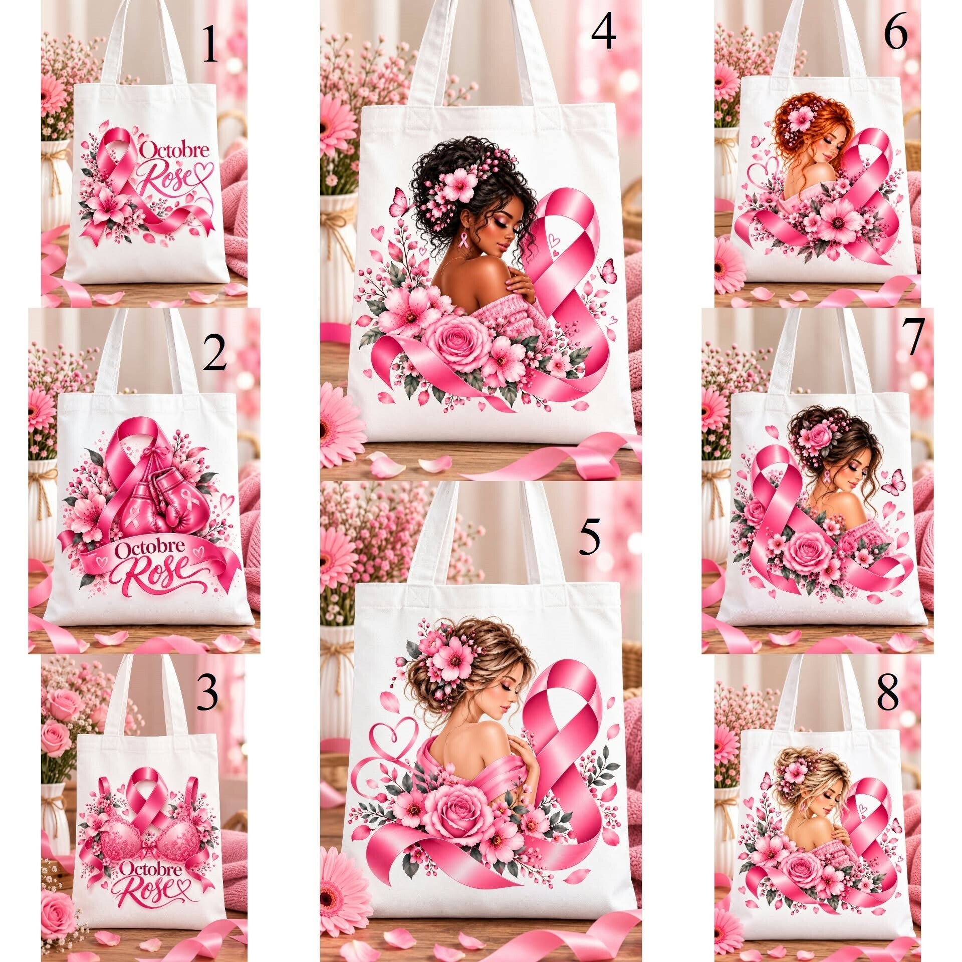 Tote bag Octobre Rose personnalisé