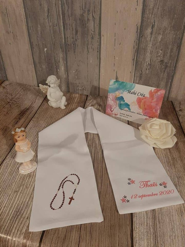 Echarpe de baptême ou communion personnalisée - Modèle chapelet