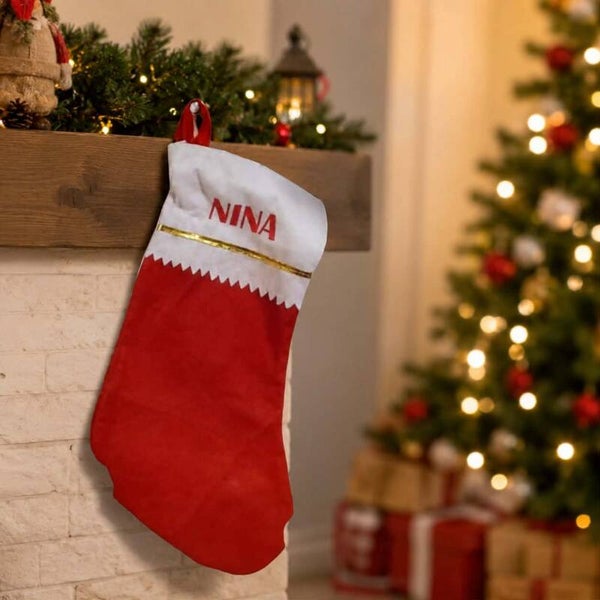 Botte/Chaussette de Noël personnalisée - Modèle rouge et blanc