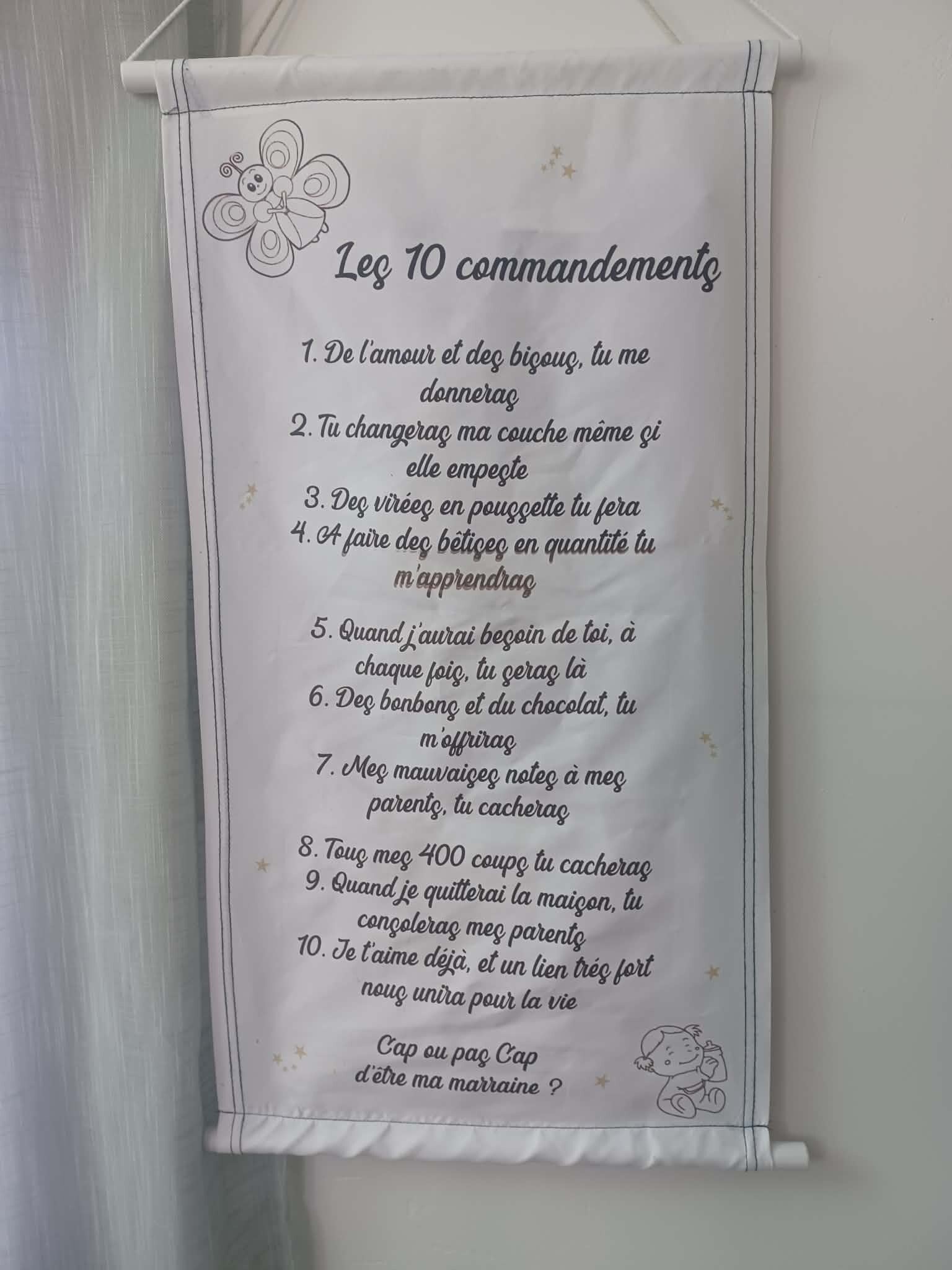 Panneau murale textile personnalisé pour demande marraine