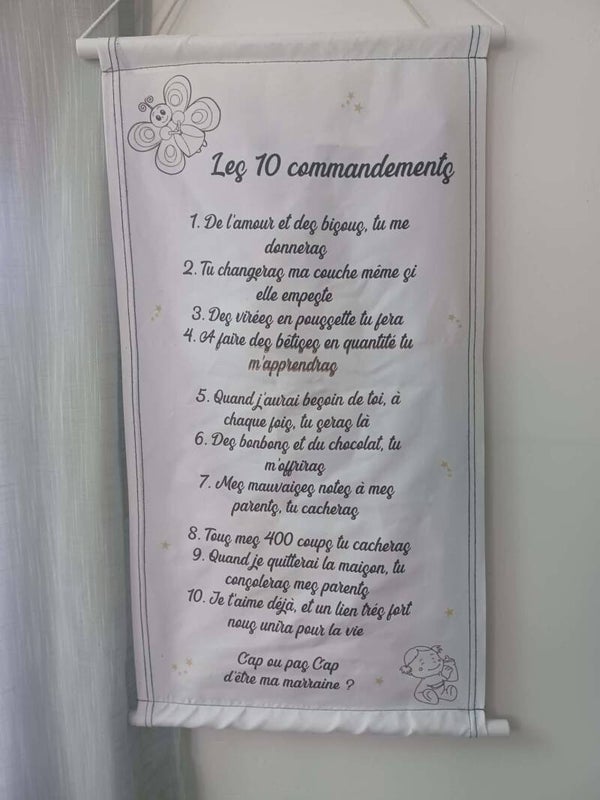 Panneau murale textile personnalisé pour demande marraine