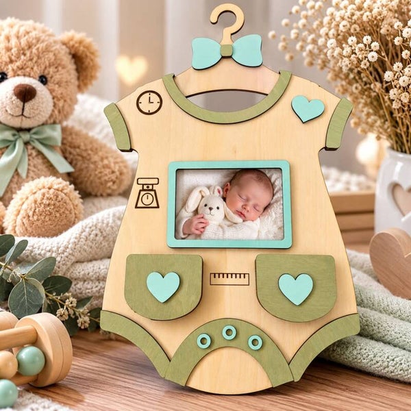 Body de naissance en bois personnalisée - Cadeau de naissance