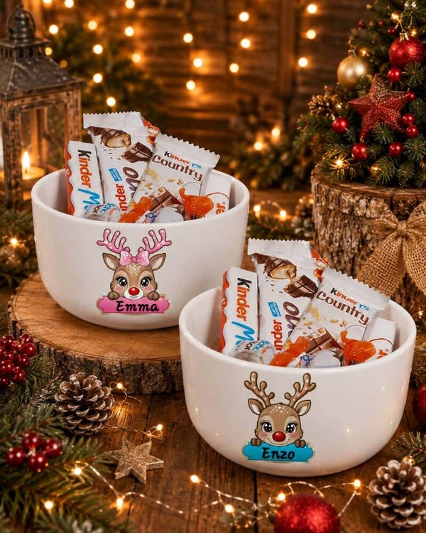 Bol personnalisé -  Modèle rennes de Noël